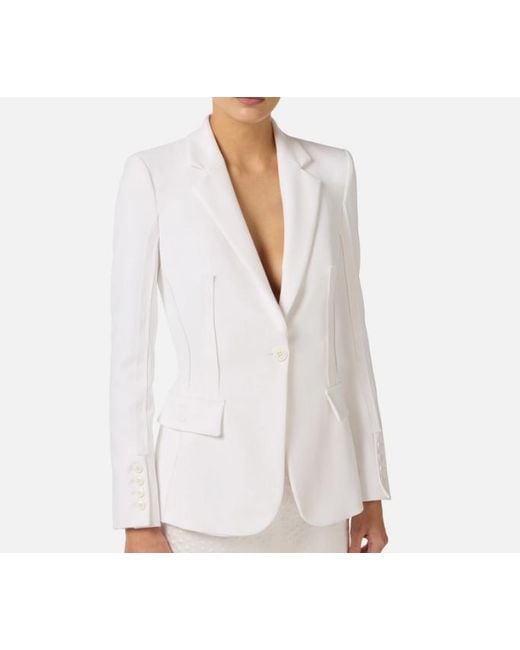 Elisabetta Franchi White Raw Cut Jacket