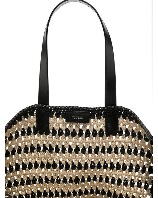 Sac fourre-tout en paille fermé Closed en coloris White