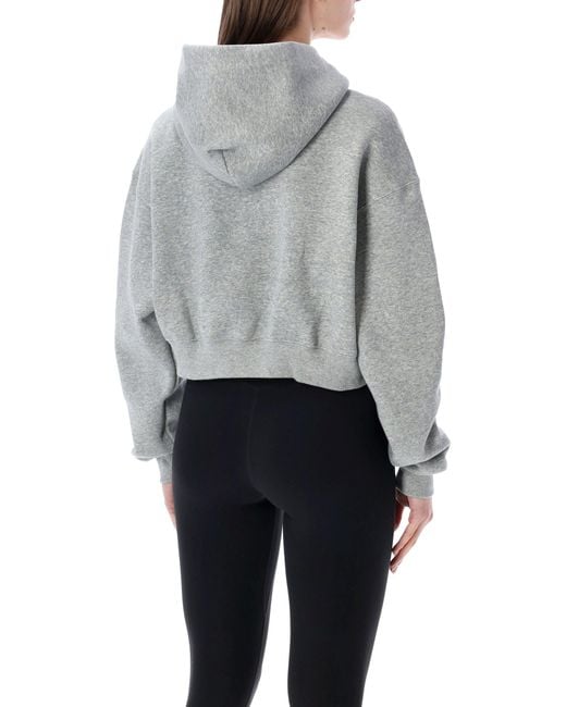 Nike Gray Oversized Cropped Hoodie