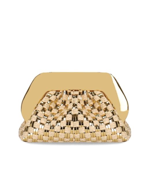 THEMOIRÈ Natural Tia Micro Weaved Straw Laminated Clutch Bag