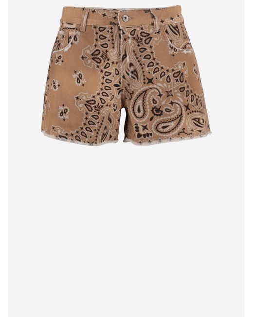 DON'T @ ME White Short Cotton Jeans With Bandana Print