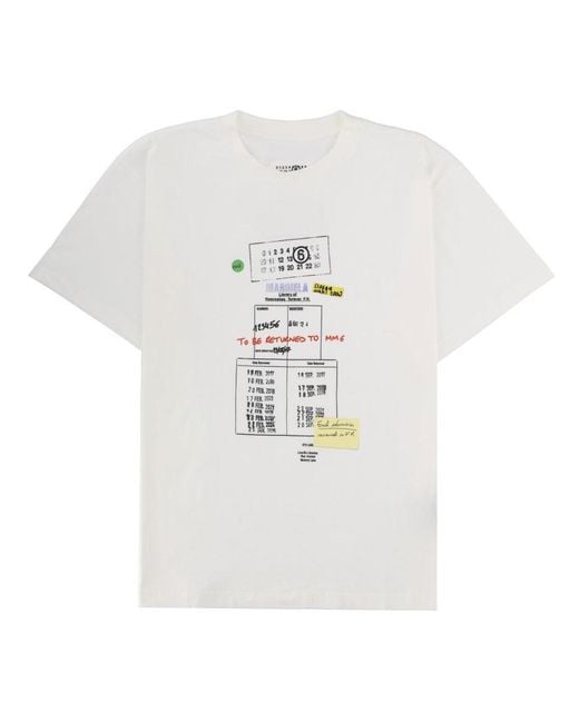 MM6 by Maison Margiela White T Shirt Con Stampa