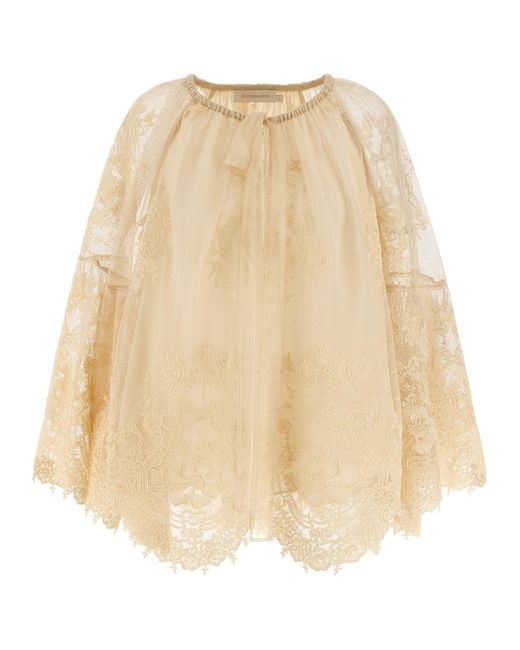 Zimmermann Natural 'Hypnotic Tiered Lace' Blouse