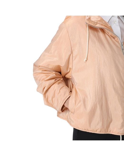 Jil Sander Pink Blend Silk Zip-Up Hooded Jacket