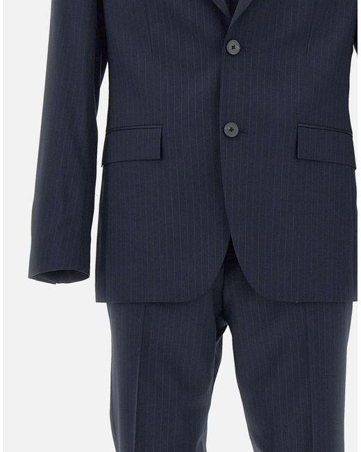 Boss Blauer Jungfrauwoll-Pinstripe-Anzug in Blue für Herren