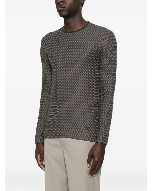 Emporio Armani Gray Wool Crewneck Sweater for men