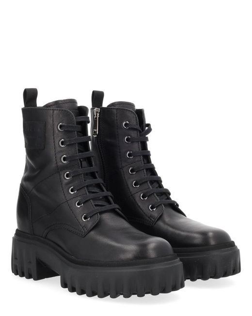 Hogan Black Combat Boots H700 For