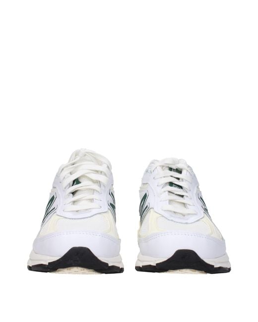 New Balance White Sneakers 990 Uomo Pelle Bianco/Verde for men