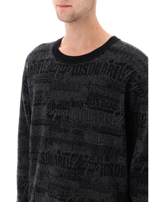 DSquared² Wollpullover mit Logo -Schriftzugmotiv in Black für Herren