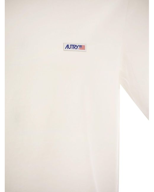 Camisa de cuello de la tripulación de con logotipo Autry de hombre de color White