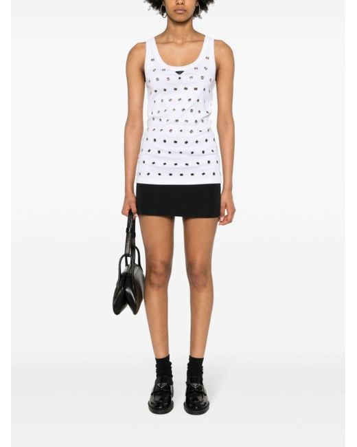Camiseta sin mangas de algodón blanco Prada de color White