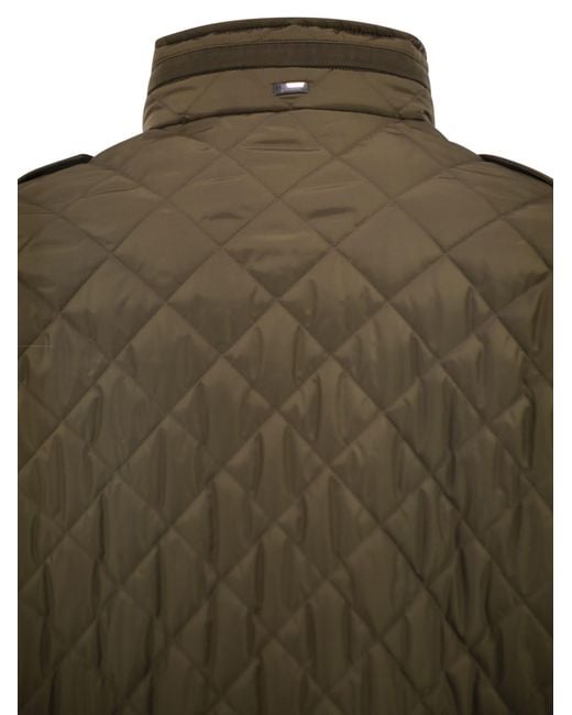 Herno Green Field Jacket With Diamond Quilting for men