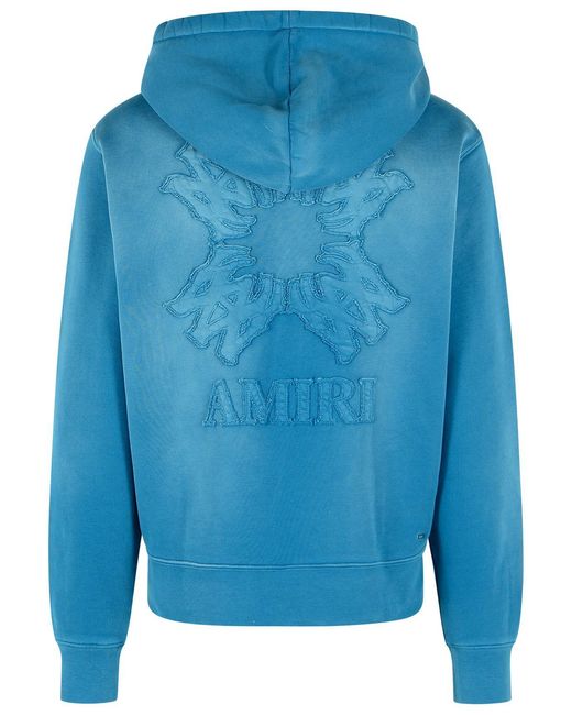 Amiri Blue Dark Cotton Hoodie for men