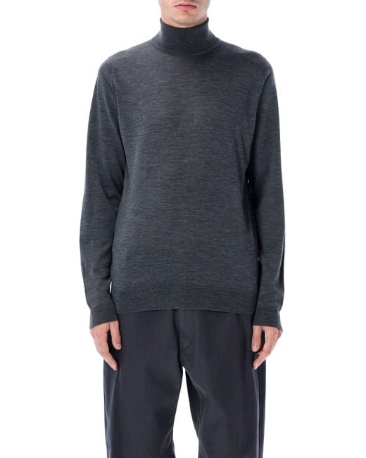 John Smedley Blue Cherwell Extra Fine Merino Wool Roll Neck Jumper for men