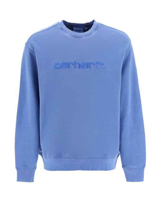 Carhartt Sweatshirt Met Geborduurd Logo En Ronde Hals in het Blue voor heren