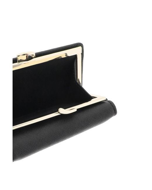Vivienne Westwood Small Frame Saffiano Wallet in het Black