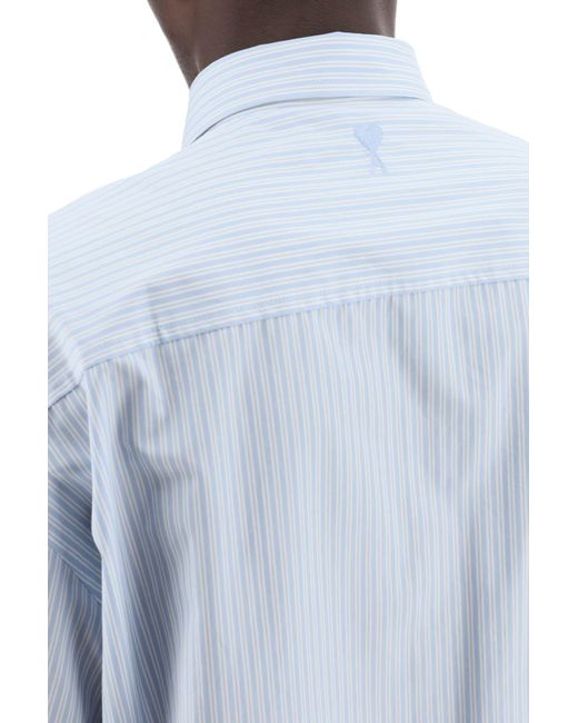 AMI Striped Shirt Met Korte Mouwen in het Blue voor heren