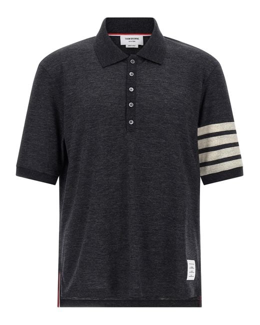 Thom Browne Black '4 Bar' Polo -Hemd