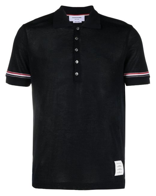 Thom Browne Poloshirt Met Rwb-Streep in het Black voor heren