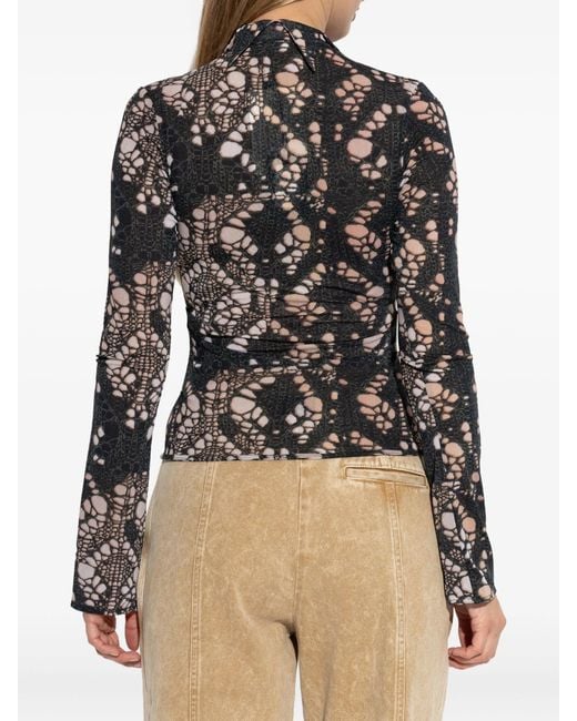 AVAVAV Black Spiky Printed Distressed Knit