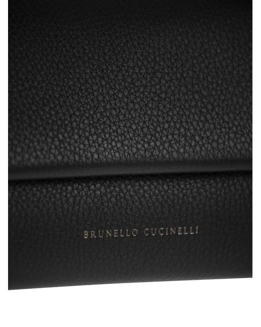 Brunello Cucinelli Black Leather Cross Body Bag