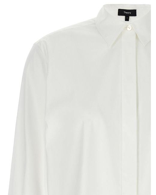 Teoría buena camisa de algodón Theory de color White