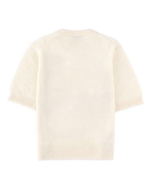 Ganni White Graphic Crew Neck Sweater