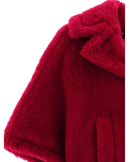 Max Mara Red Teddy Fabric Short Cloak