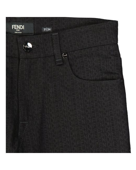 Fendi Black Cotton Denim Jeans for men