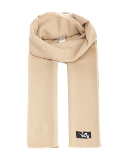 Maison Kitsuné Purple Wool Fringe Scarf