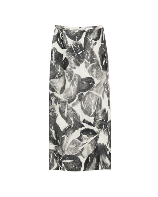 Alysi White Silk Long Skirt