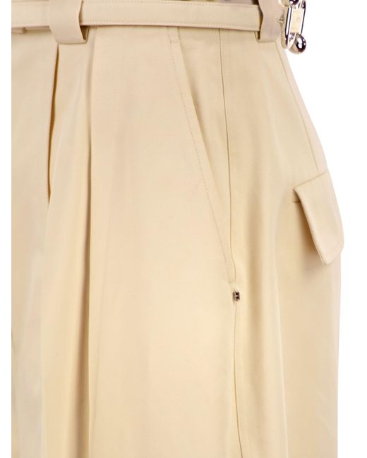Sportmax Natural Spxidoneo – Wide Leg Cotton Trousers With Integrated Belt