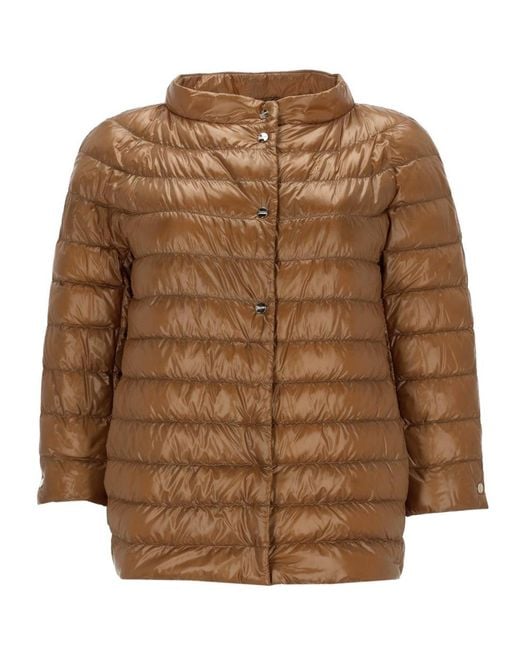 Herno Brown Sofia Iconico Cropped Down Puffer Coat