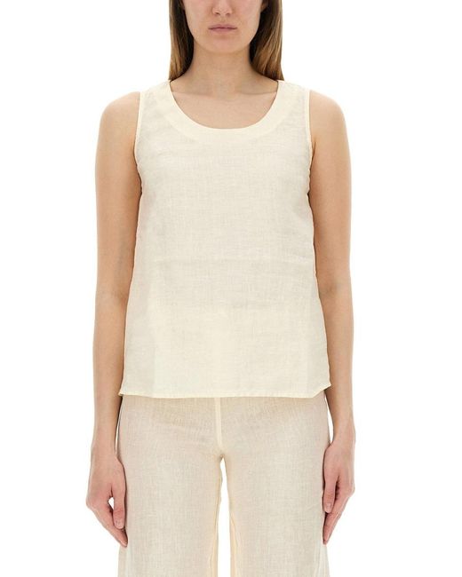 120% Lino White Linen Top