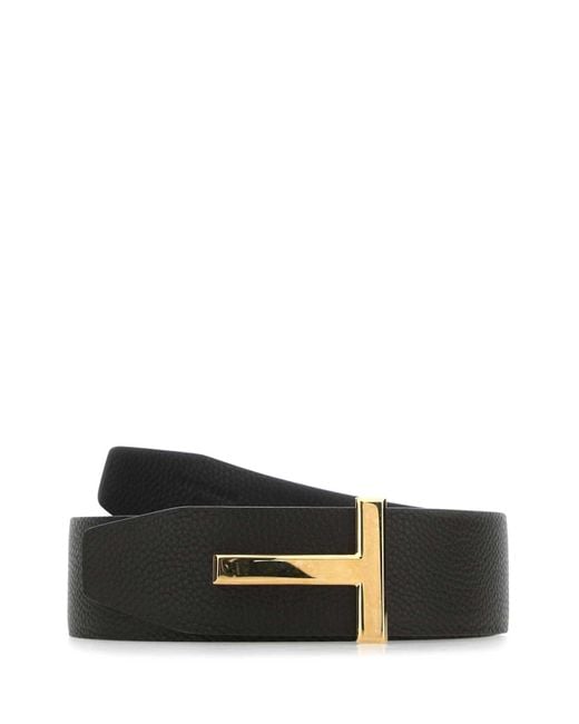 Tom Ford Black Dark Leather Belt for men