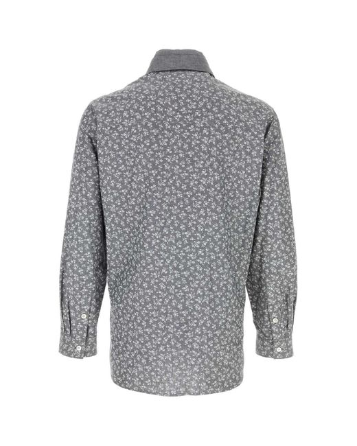 Yohji Yamamoto Gray Printed Cotton Shirt for men