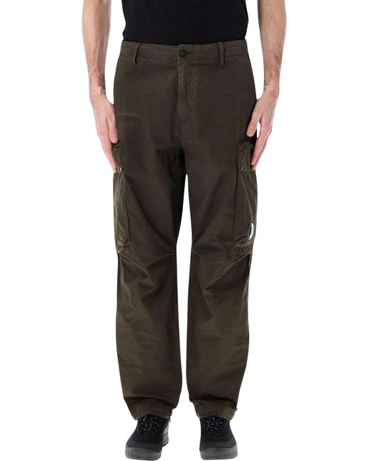 C P Company Black C.P. Company Microreps Fabric Cargo Pants for men