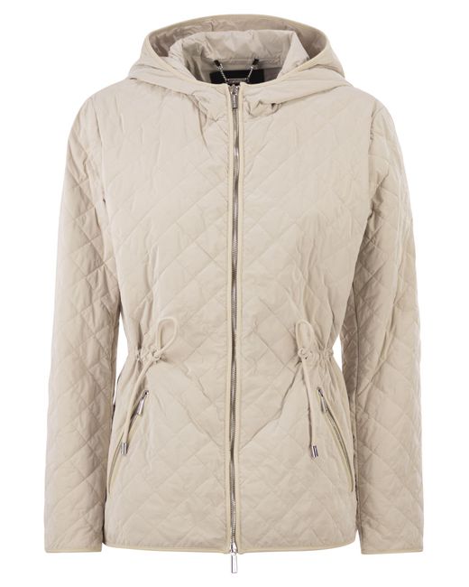 Moorer Natural Quilted Hooded Jacket With Adjustable Waist
