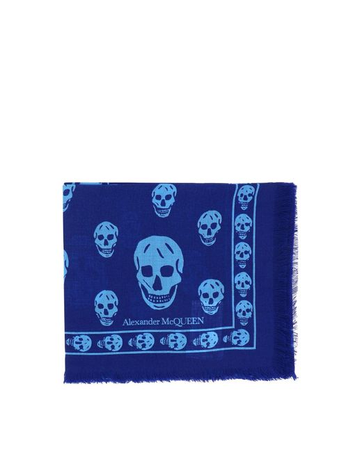 Skull Scarf di Alexander McQueen in Blue