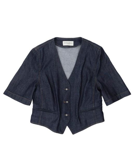 Officine Generale Blue Tailored Waistcoat With Wide 3/4 Sleeves