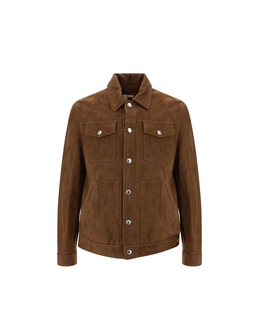 Brunello Cucinelli Brown Leather Jackets for men