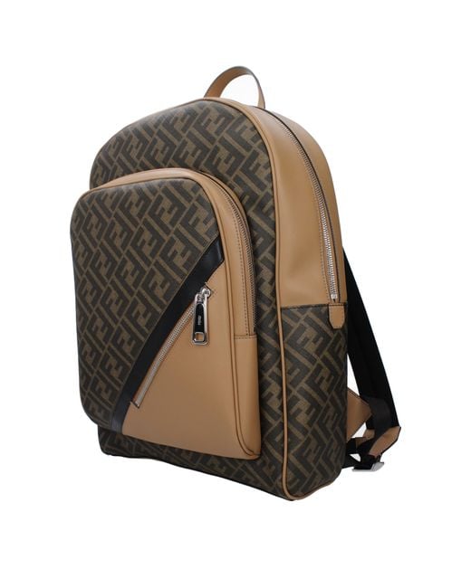 Fendi Multicolor Zaini E Marsupi Uomo Tessuto Marrone/Argento for men