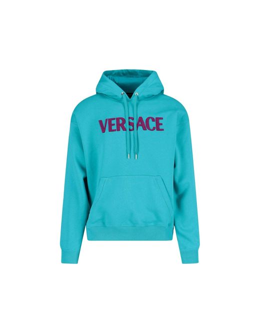 Versace Blue Cotton Logo Sweatshirt for men