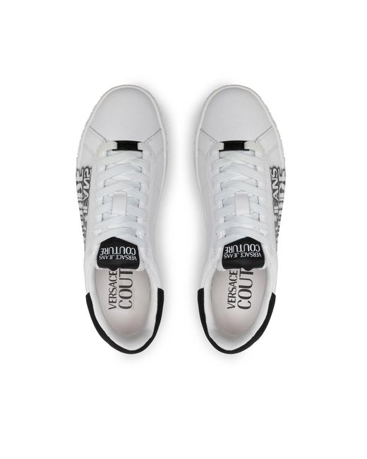 Versace Gray Leather Logo Sneakers for men