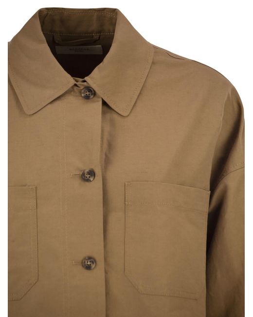 Weekend by Maxmara Brown Wkdvettura – Short Cotton And Linen Jacket With Drawstring
