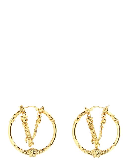Boucles d'oreilles 'V' Versace en coloris Metallic