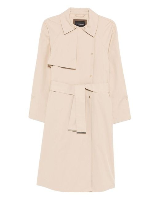 Emporio Armani Natural Cotton Blend Trench Coat