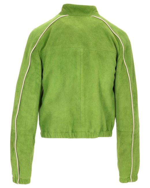 LA ROSE Green Suede Bomber