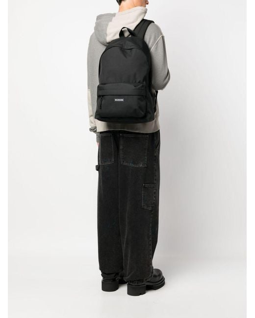 Balenciaga Black Explorer Recycled Nylon Backpack for men