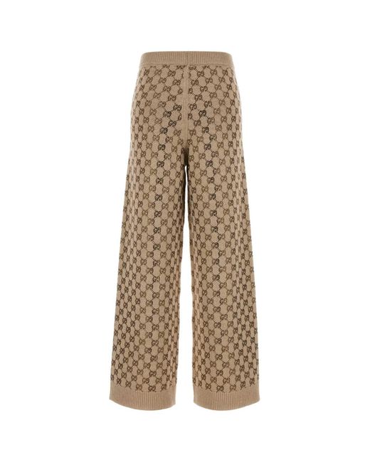 Gucci Natural Embellished Wool Blend Joggers